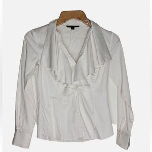 Antonio Melani White Ruffled Blouse button down